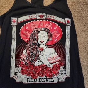Red rose Sombrero women's tank top